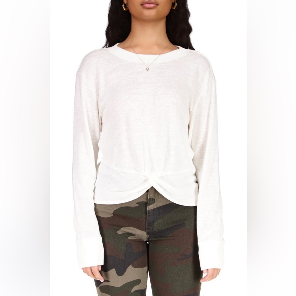 Sanctuary Knot Front Knit Top | Creme/Ivory, Large